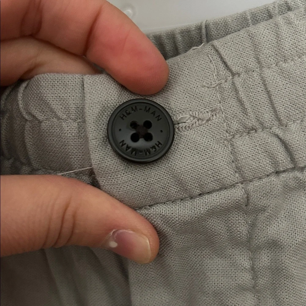 H&M Men’s Linen Blend Trousers Gray Size Large